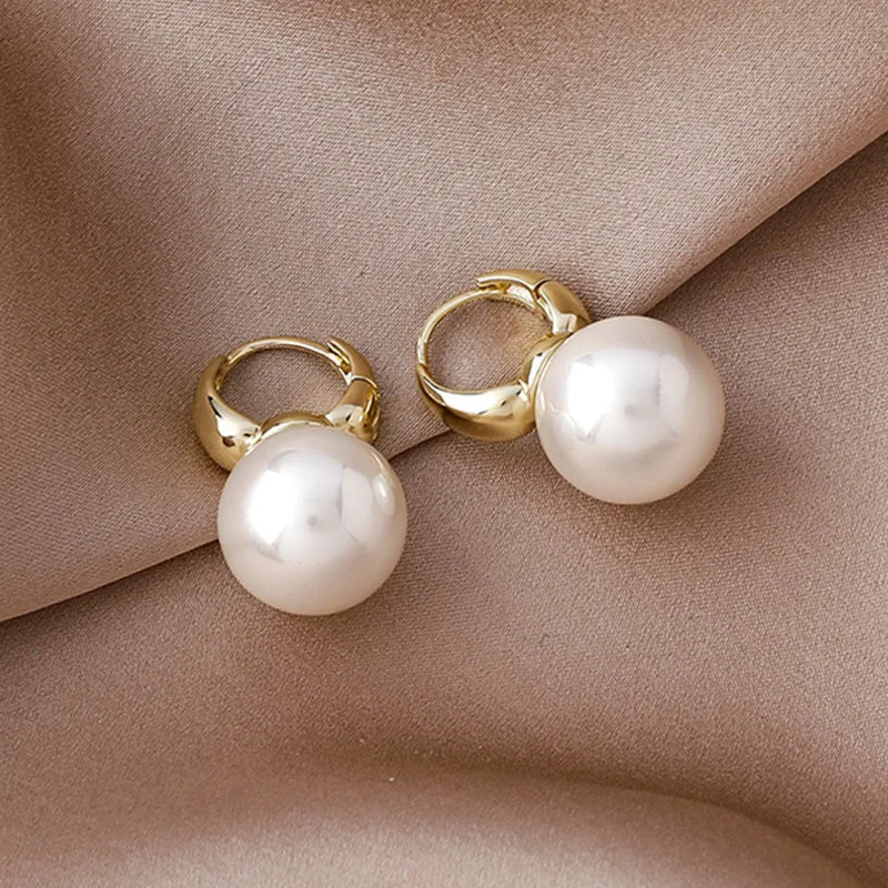 Simulado Pearl Drop Stud Earrings para Mulheres, OL Simple Round Ear Ring, Menina Presentes Bijoux Party Wedding Bridal Jewelry, Moda