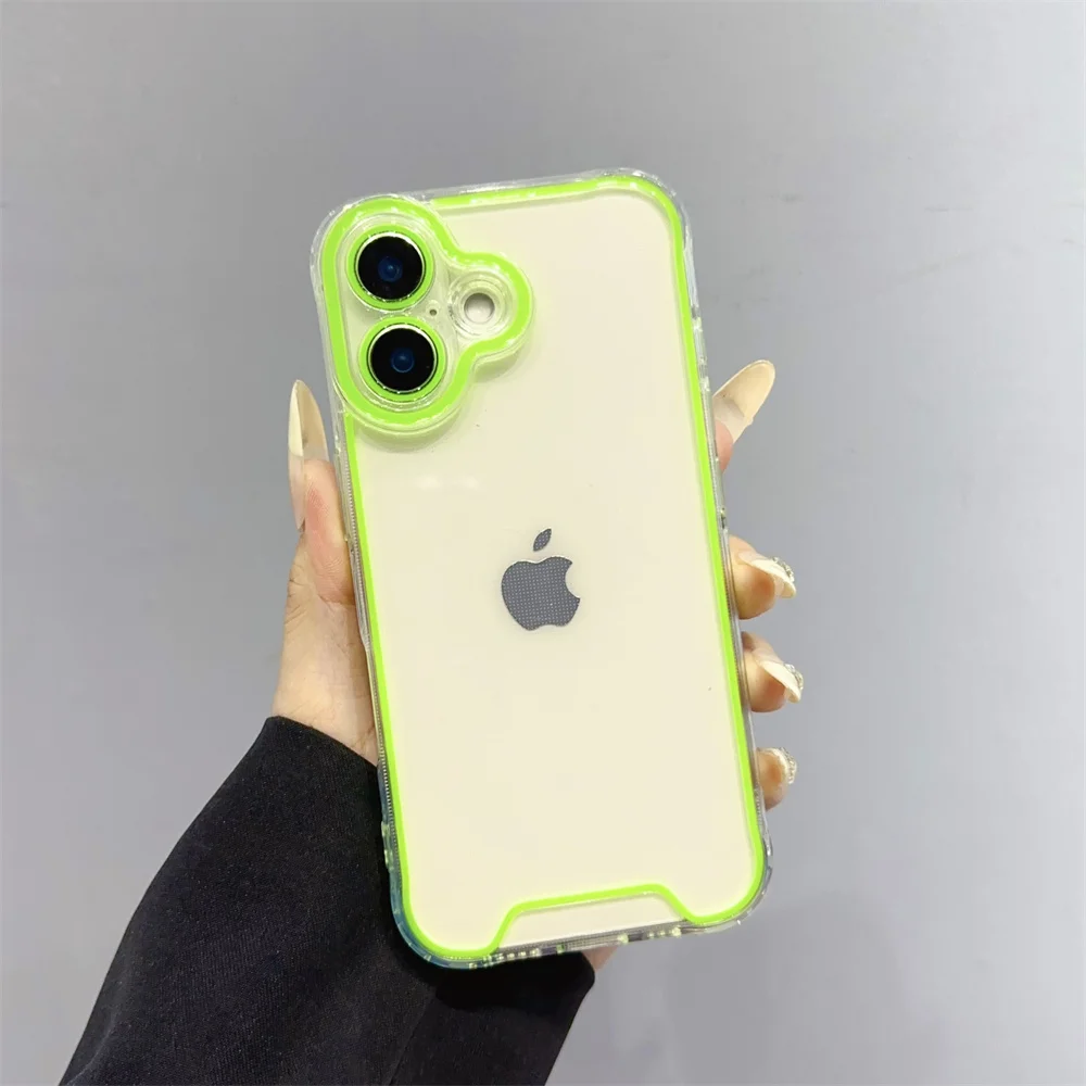 

Lovebay Luminous Neon Fluorescent Case For iPhone 16 Pro Max 15 14 13 12 11 XR Transparent Lens Protection Soft Shockproof Cover