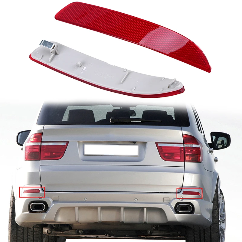 Car Rear Bumper Reflector Light Len Cover Auto Accessories Plastic Red Fit For BMW X5 E70 2007 2008 2009 2010 Pre-facelift