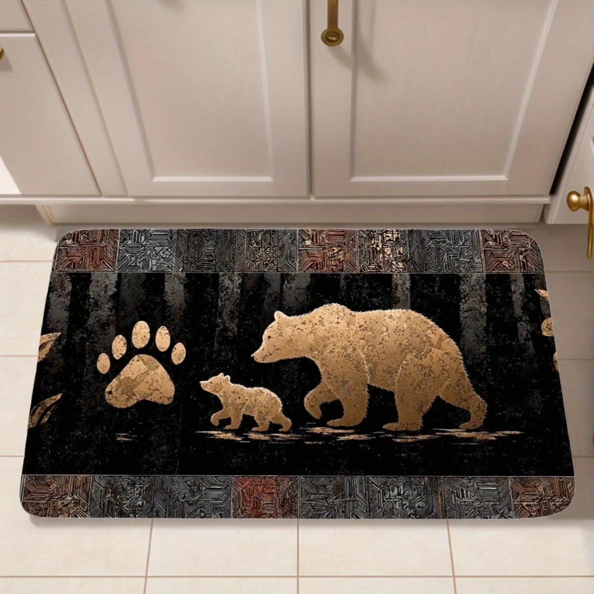 

1PC Bears in the Forest Kitchen Rug Non-Slip Door Mat Pop design Bathroom Rug Bath Mat Carpet for Home Sink Laundry ecoreeree