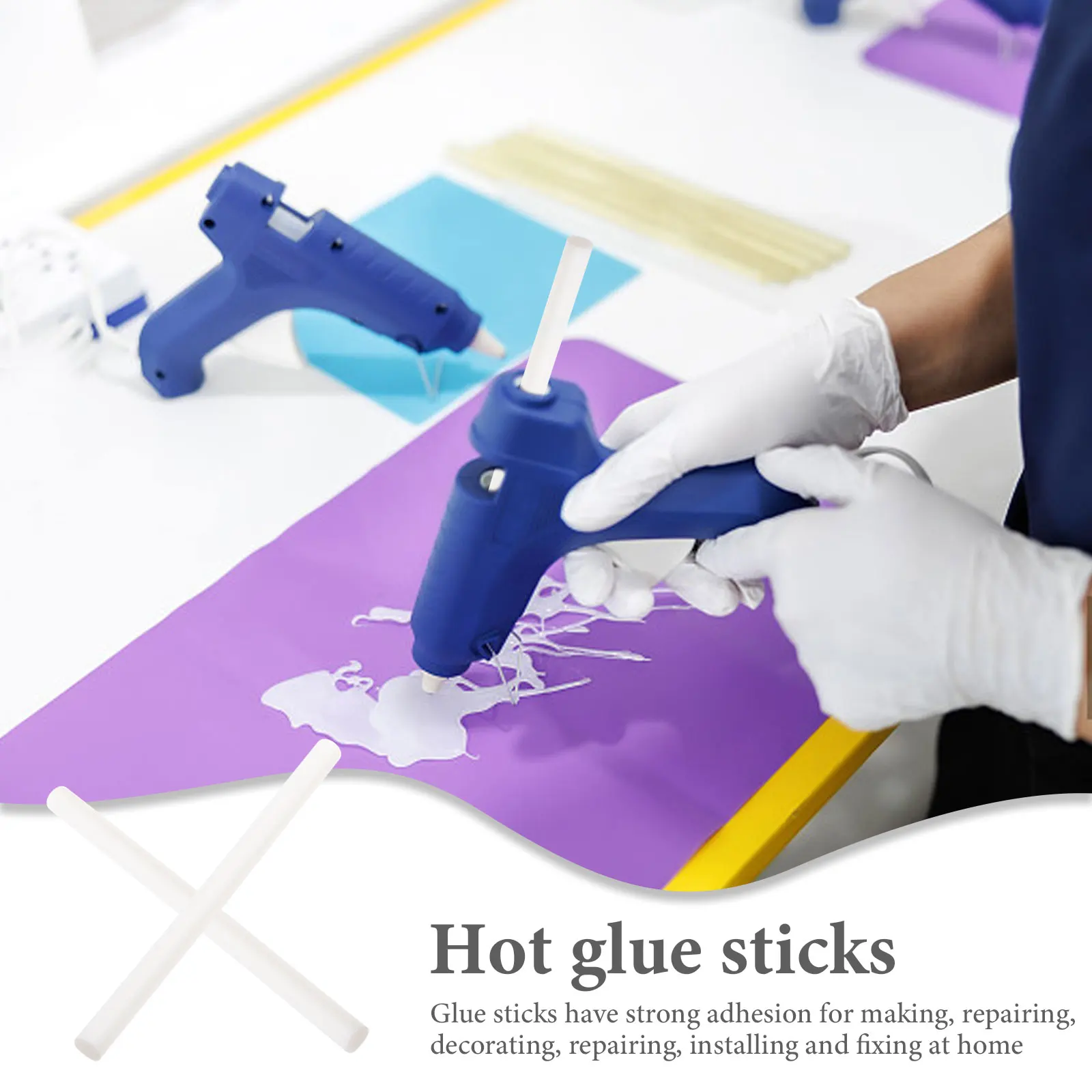 

16pc Hot Melt Glue Sticks Colorful High Viscosity Fast Curing Adhesive For Crafts Wood Fabric Ceramics Diy Repair Tool