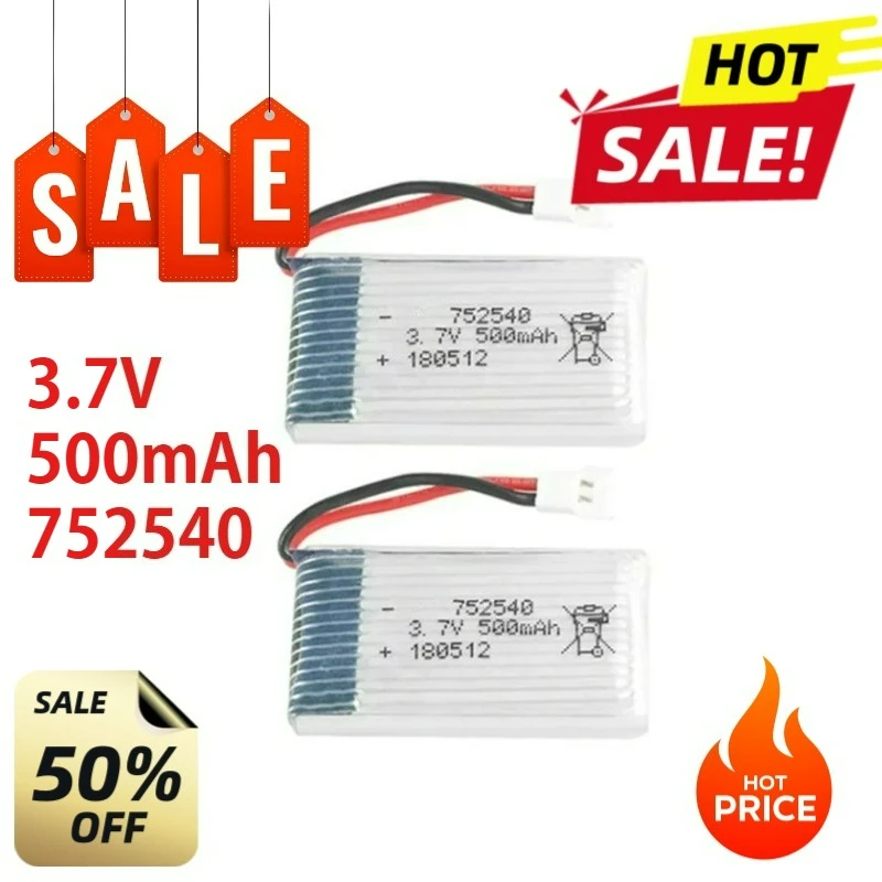 

3.7V 500mAh 752540 Lipo Battery For Syma X5C X5C-1 X5 H5C X5SW M68 CX-30 K60 905 V931 RC Quadcopter Drone Spare Part