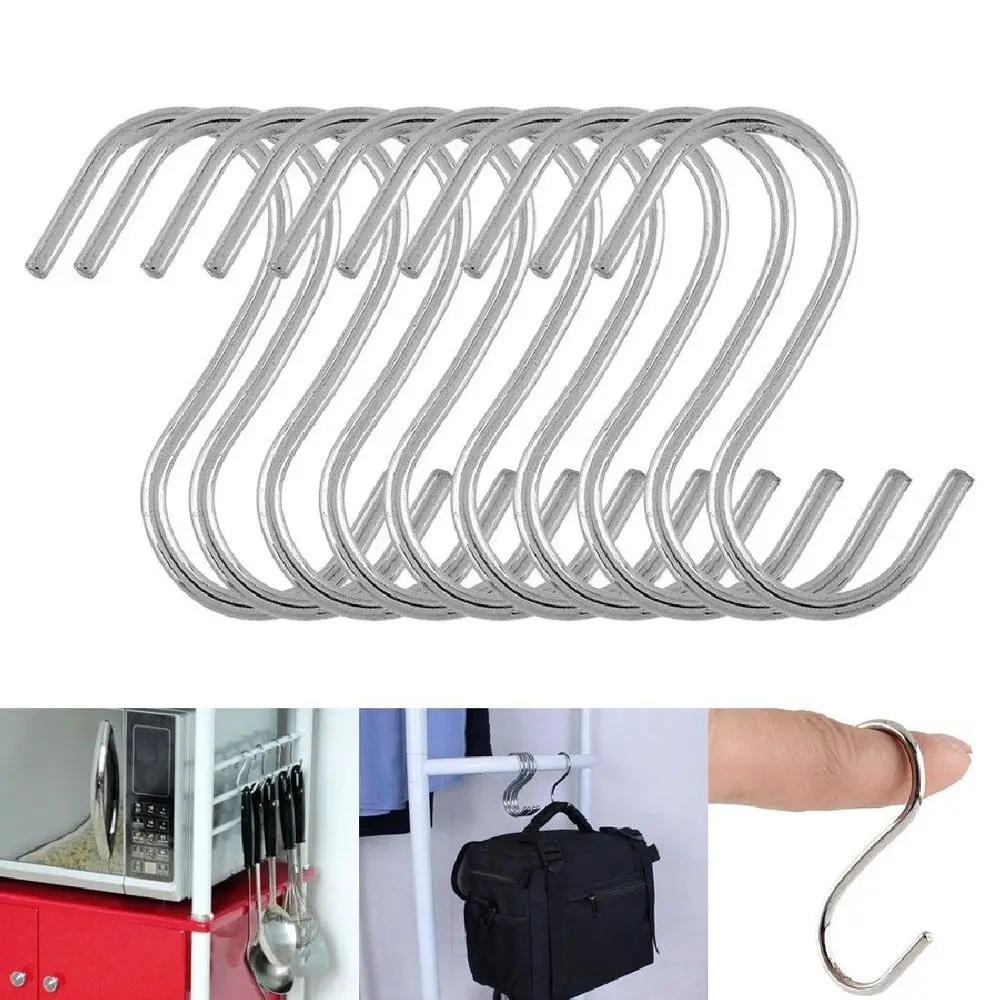 5/10/20pcs Bathroom Stainless Steel Organizer Storage Rack Clasps Hooks S Shaped Hook Hanger