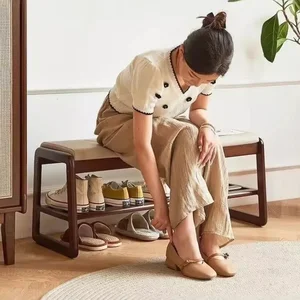 Massive Holzschuhe mit weichem Kissen, integriertes Wohnzimmer und Bank, um Schuhe zu wechseln, 2 Schicht Design, um Platz zu sparen 8 Hauptverkaufs Salk Bank - №7