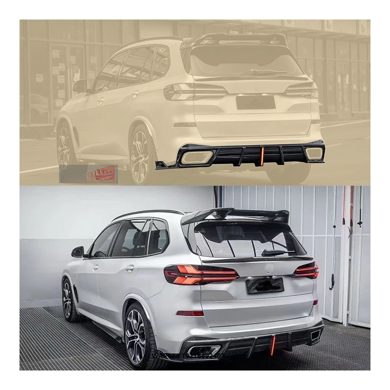 

For 19-25 for X5 G05 Dry Carbon Fiber Lighted Front Bumper with Exhaust Bolt-On Retrofit Upgrade New