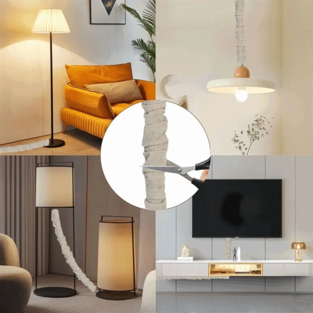 Practical 4/6 Feet Cord Cover Linen Fabric Office Home Cable Sleeve Chandelier Chain Cover For Lighting Wires Cable Management