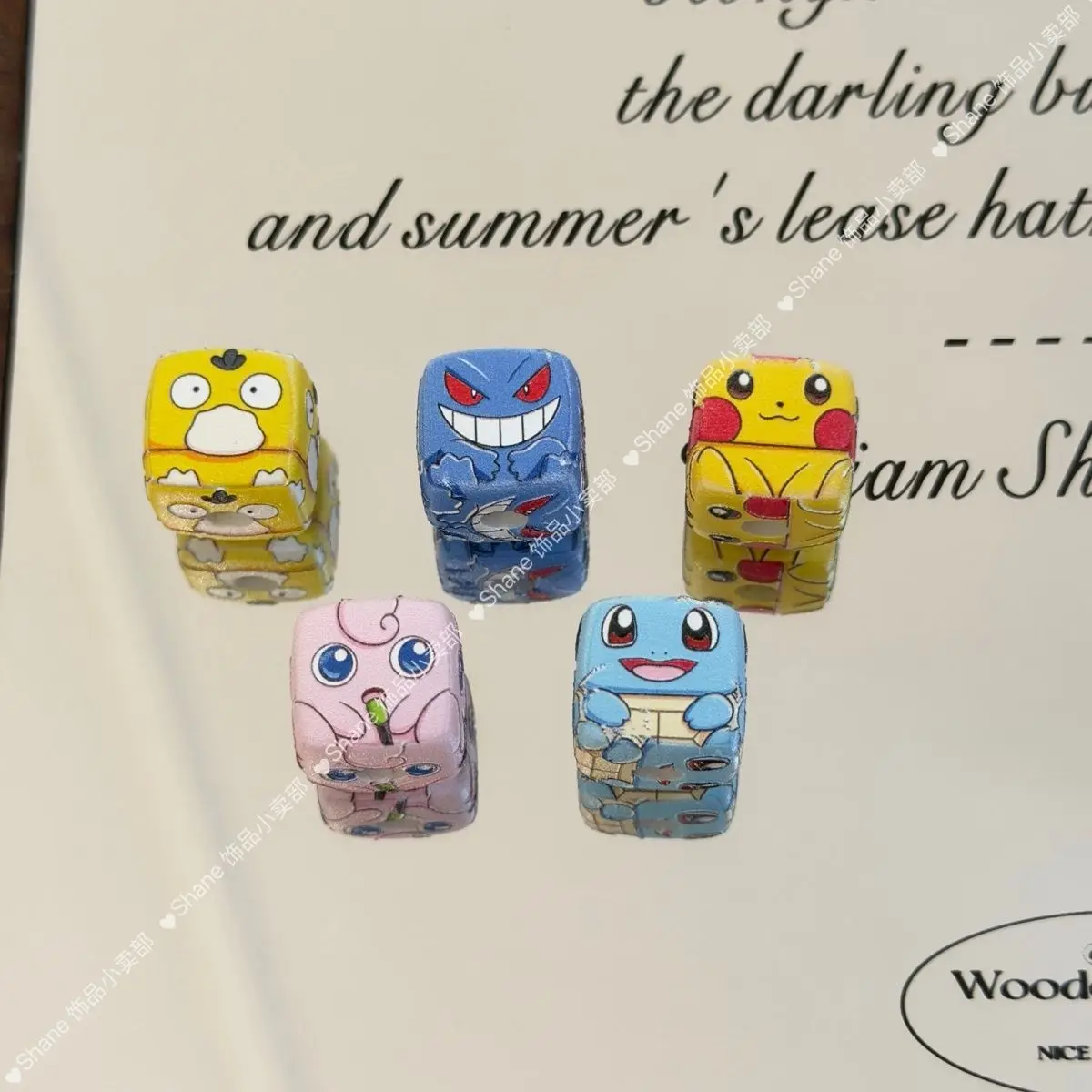 10pcs for Pikachu through-hole beaded 14MM DIY mobile phone chain keychain beaded pen accessory material