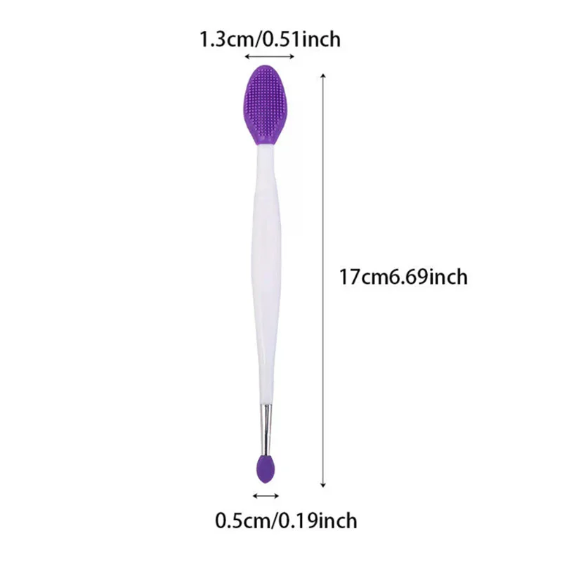 Escova de silicone de duas cabeças, cuidados com a pele, esfoliante labial, limpeza facial, esfrega, escova limpa do nariz, batom, aplicador de bálsamo labial