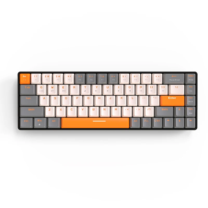 Mini teclado mecánico para juegos K68, interruptor azul/rojo intercambiable en caliente, 68 teclas, 2,4G/BT5.0, teclas PBT