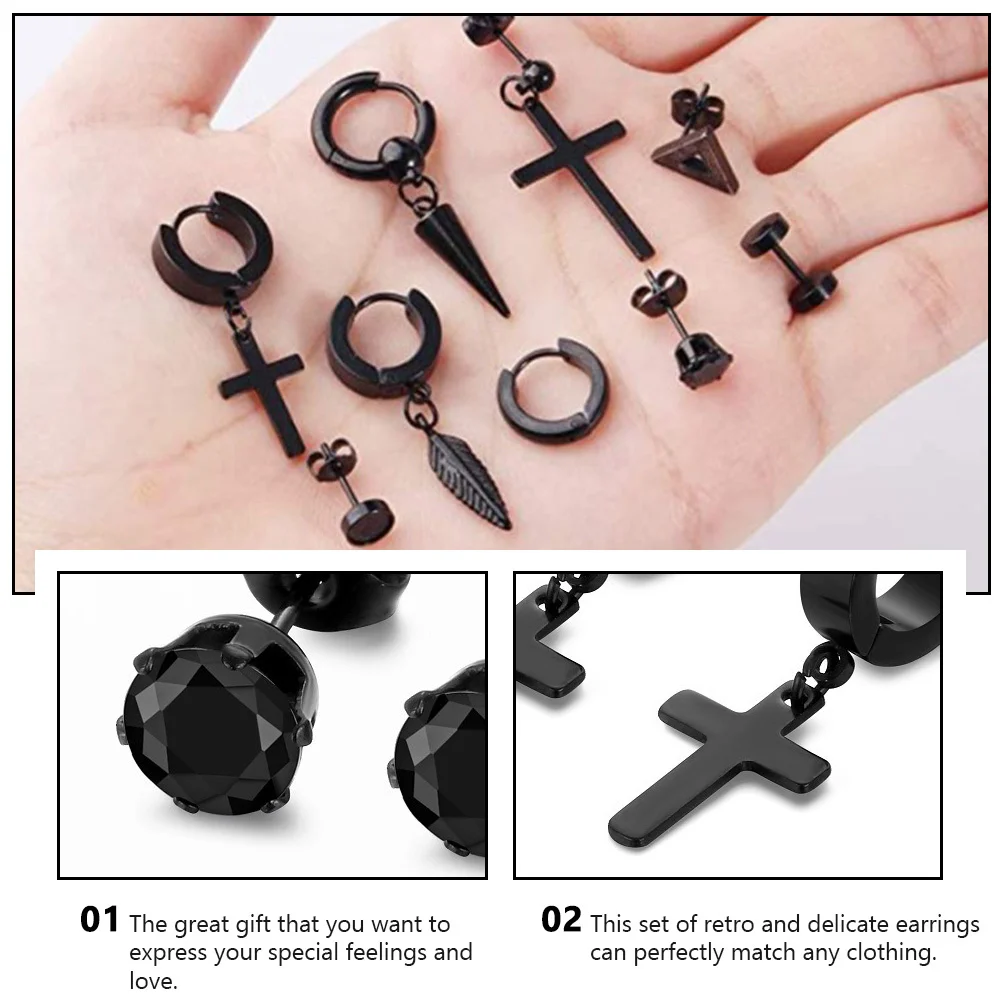 

10Pairs Stylish Earrings Decorative Ear Studs Men Jewelry Trendy Fashion Accessories Anniversary Gift Chic Ear Studs