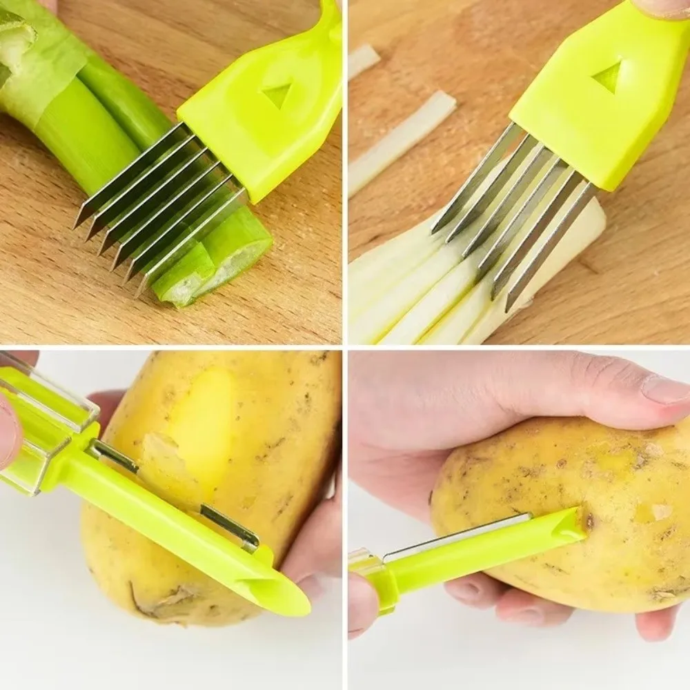 Multifunctional Scallion Shredder Stainless Steel Labor-saving Scallion Cutter with Protective Cover Efficient Celery Slicer