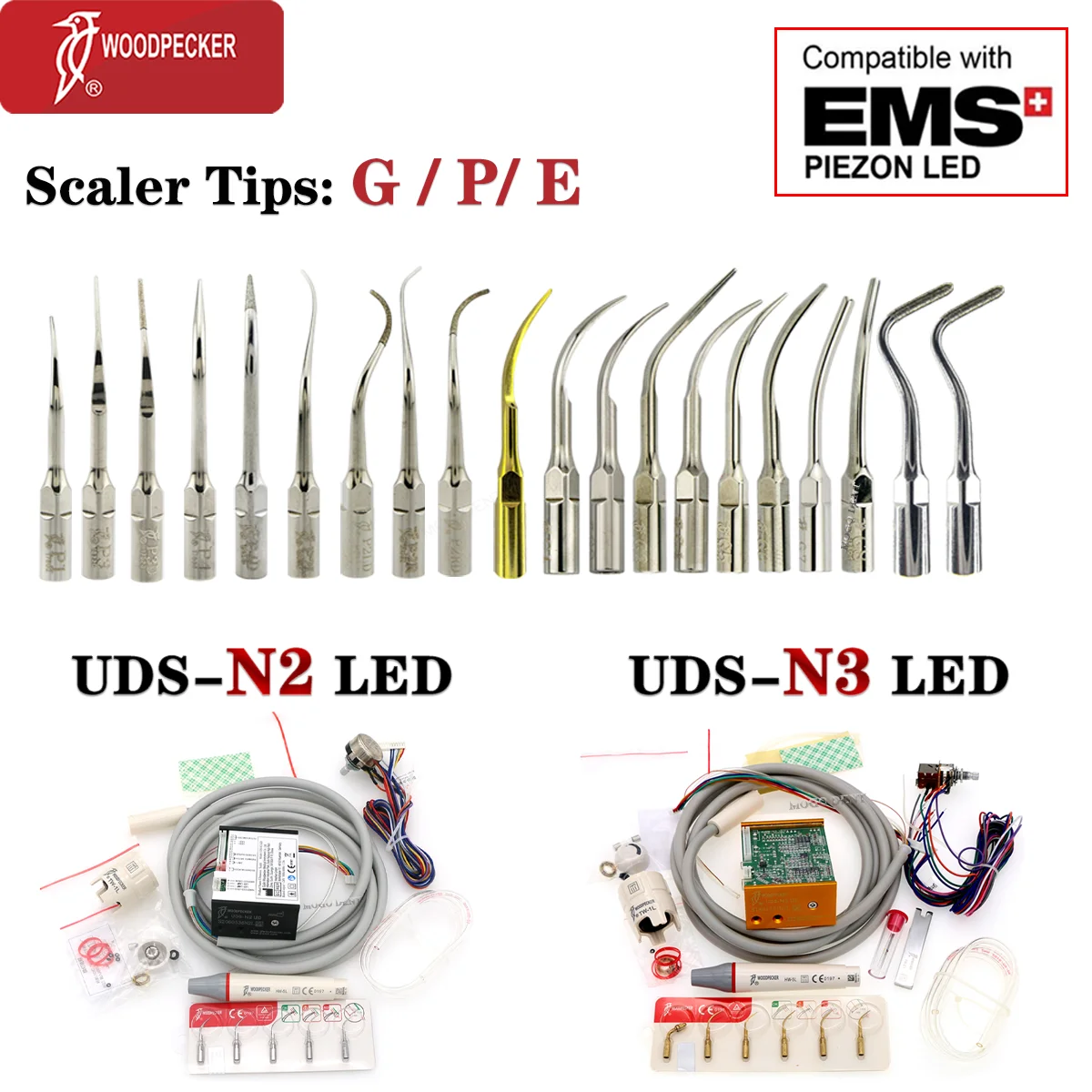 

Woodpecker Dental Ultrasonic Scaler Build-in UDS N2/N3 LED HW 5L Scaler Tip Head Fit EMS And Mectron Dentist Chair Material