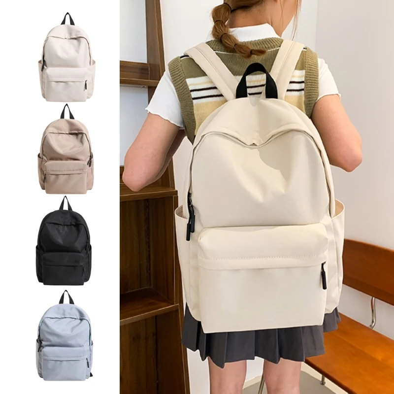 Solid School Backpack Laptop Backpacks Nylon School Bag Bookbag Casual Rucksack for Girls Boys Youth