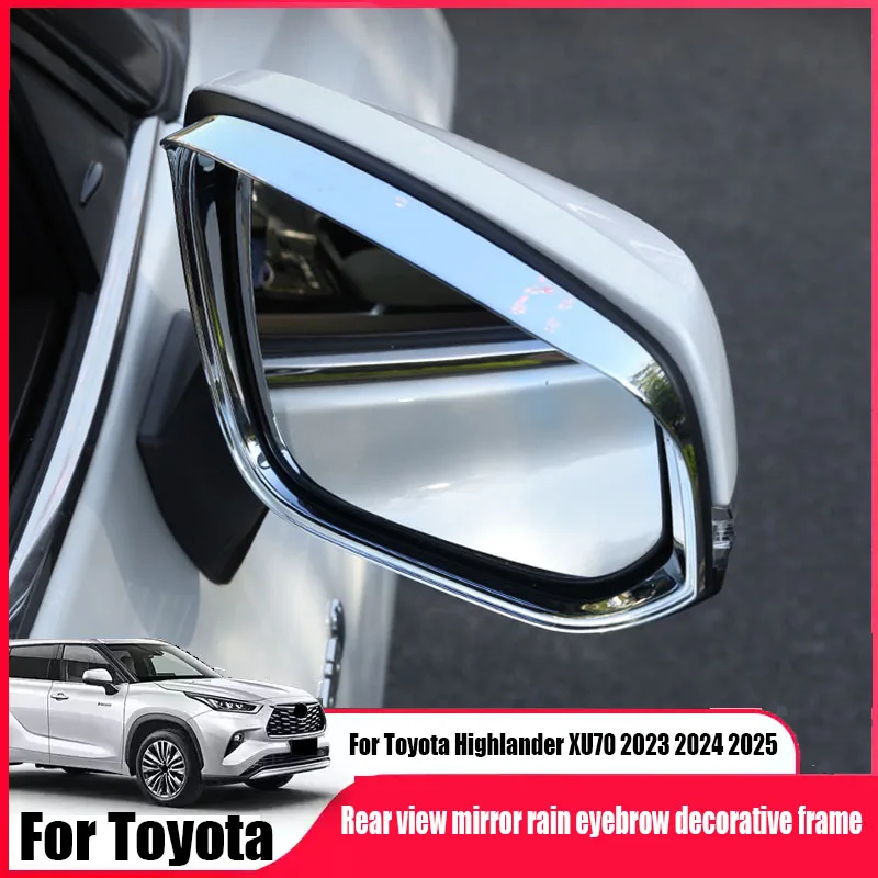 Rear view mirror rain eyebrow decorative frame exterior modification parts For Toyota Highlander XU70 2022 2023 2024 2025