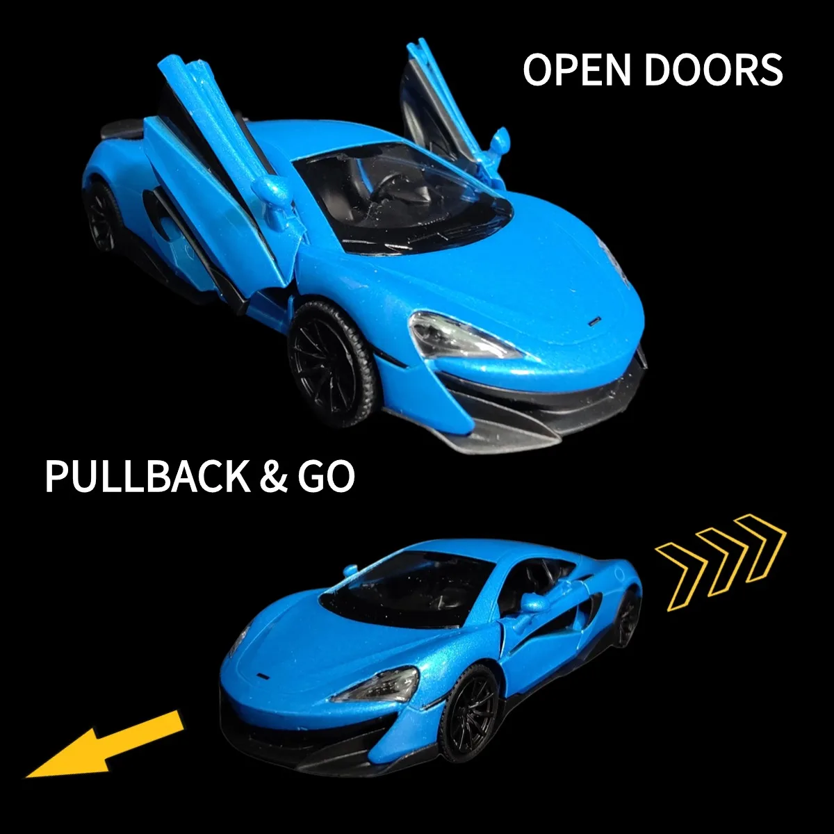 1:36 Mclaren 600LT 650S Pullback Toy Car Model Official Licensed Scale Replica Metal Diecast Miniature Art Xmas Kid Boy Gift