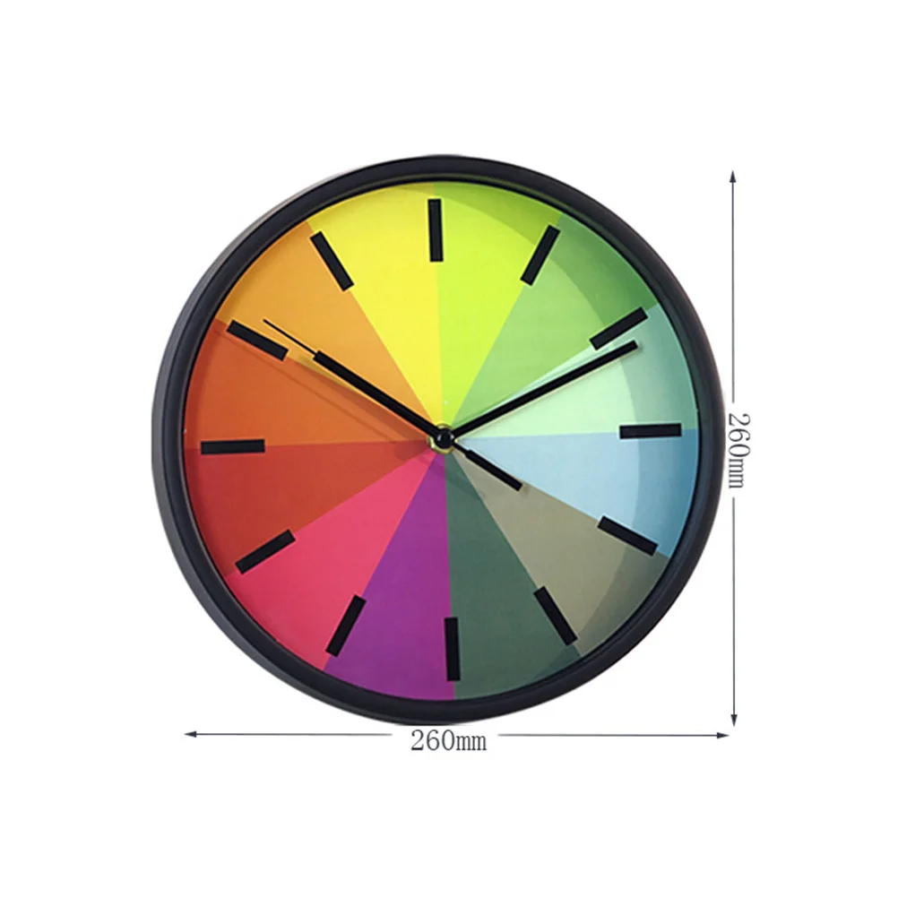 

10 Inch Rainbow Wall Clock Silent Round Decorative Hanging Clock for Home Office Bedroom Classroom Wall Decoration