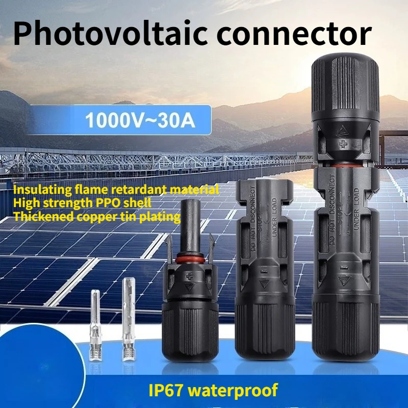 Photovoltaic Connector, Male and Female Pair Connector Waterproof IP67 Solar Module Photovoltaic Panel Connector