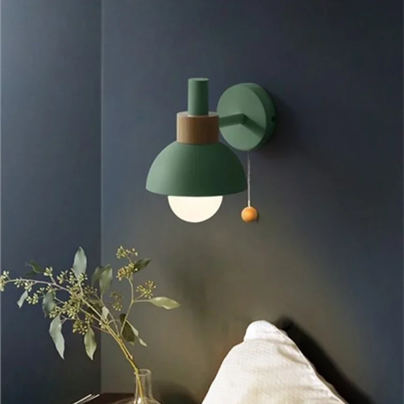 Imagem -04 - Modern Macaron Wall Light com Interruptor Arcandeeiro para Quarto Sala de Estar Banheiro Escadas Iluminação Interior Luminária Brilhante E27