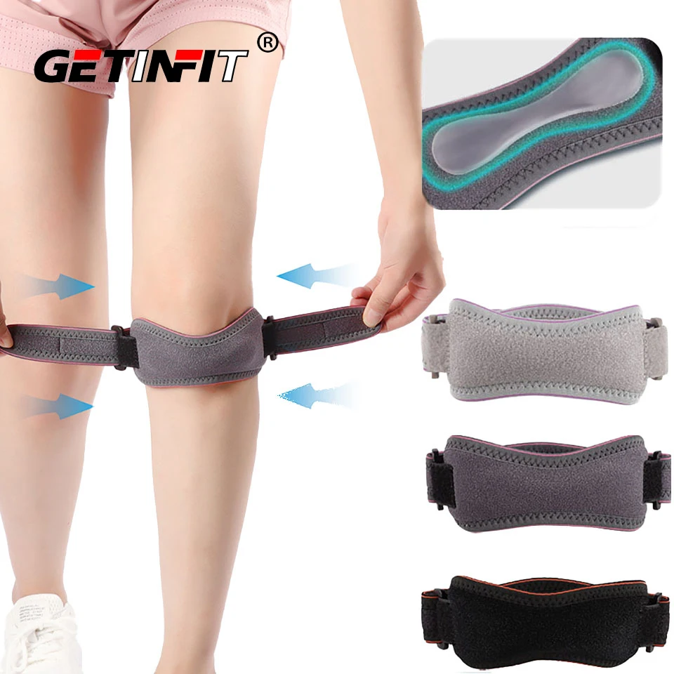 1Pcs Silica Gel Knee Tendon Strap Protector Knee Pad Running Exercise Cycling Gym Knee Support Adjustable Patella Kneecap Band