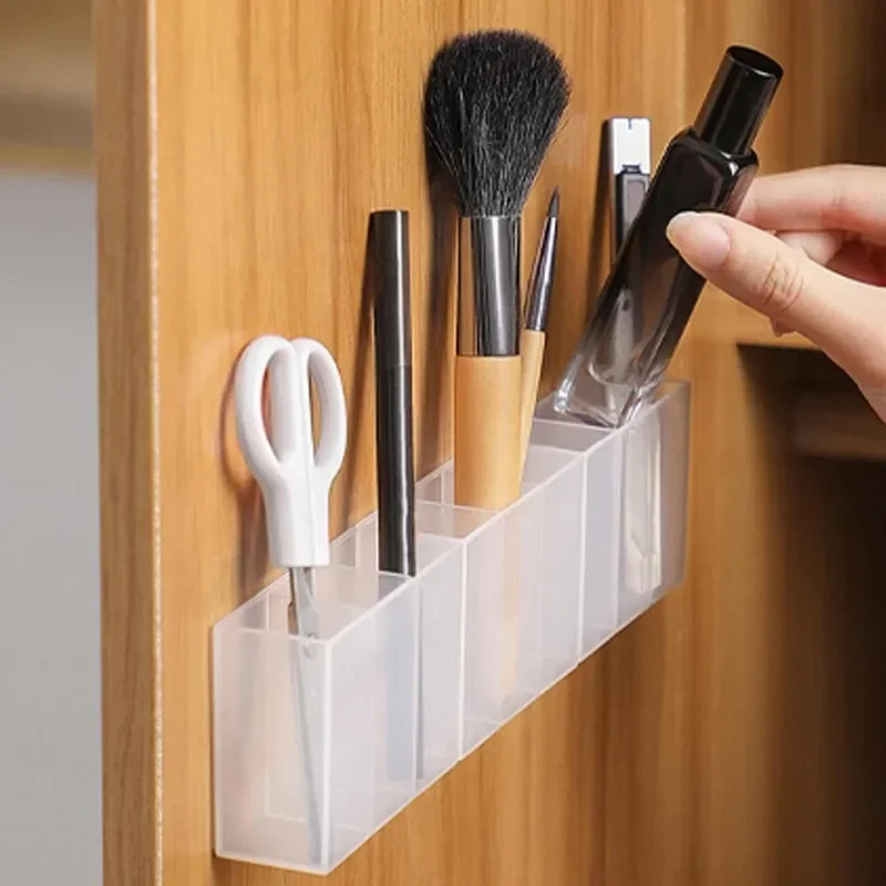 Mini Storage Box 3-Grid Plastic Makeup Brush Lipstick Storage Multi-Functional Desk Organizer for Home Kitchen Bathroom