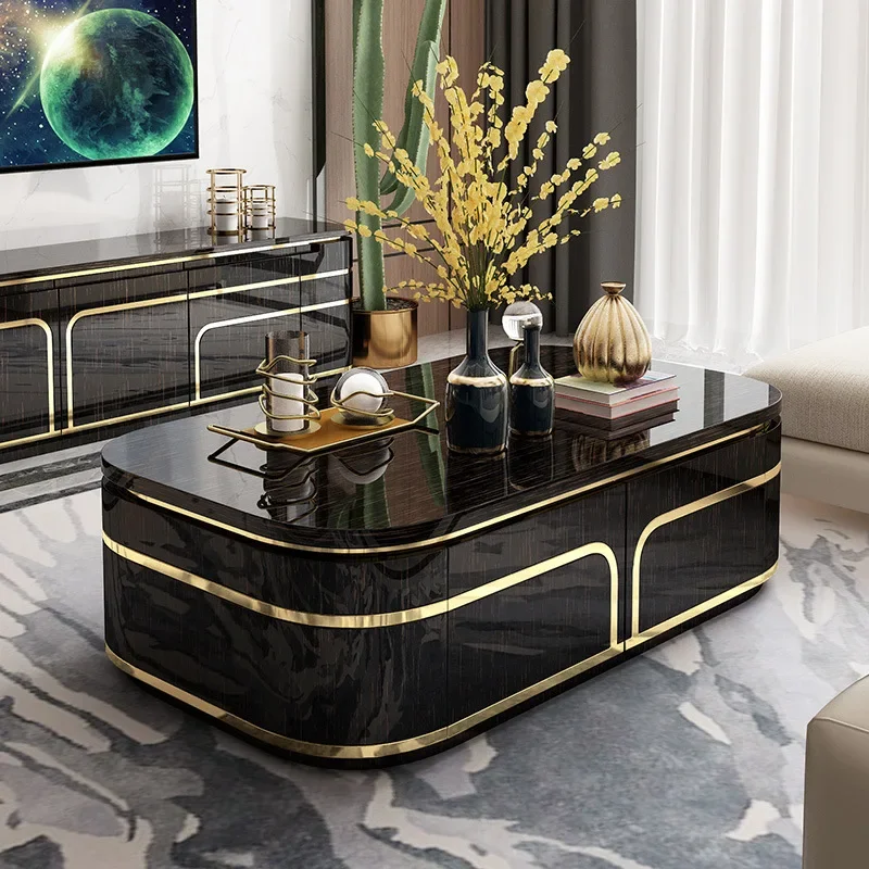 Nordic light luxury paint industrial log sticker small apartment living room ebony rectangular low locker