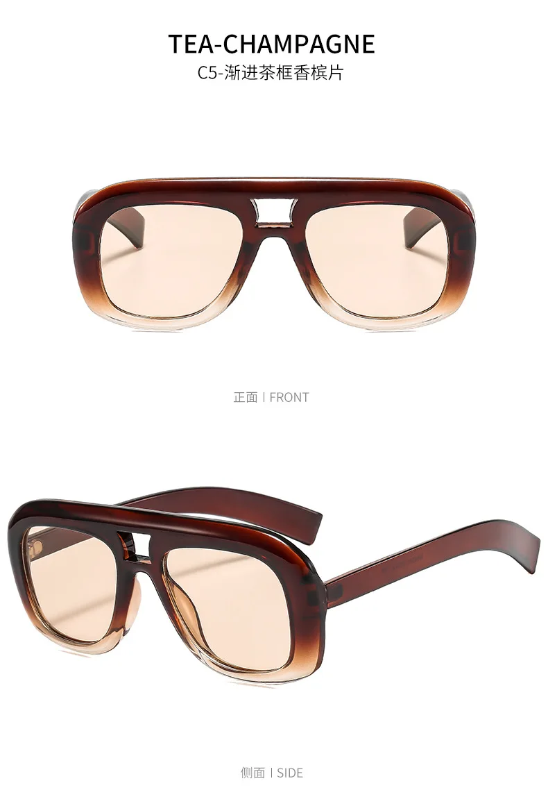 Vintage Quadratische Übergroße Sonnenbrille für Damen Neue Mode Braun Verlaufsgläser Damen Sexy Fahr- und Outdoor-Brillen UV400 – Detail 10