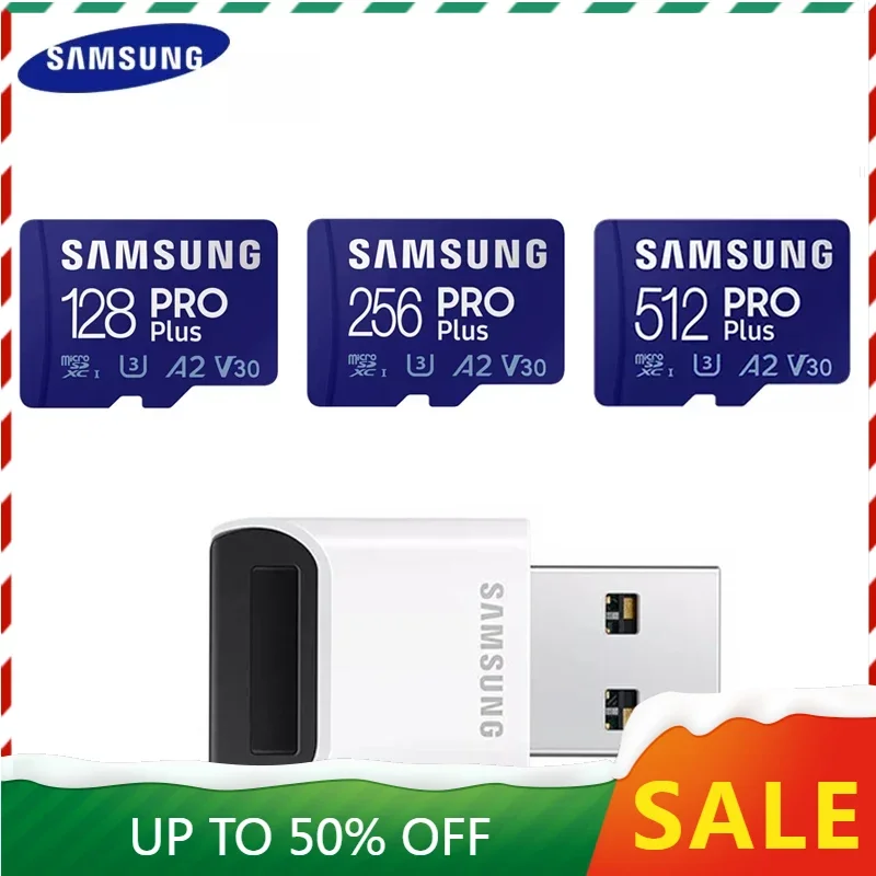 

SAMSUNG Pro Plus 4K карта памяти с USB 3,0, 128 ГБ, 256 ГБ, 512 ГБ