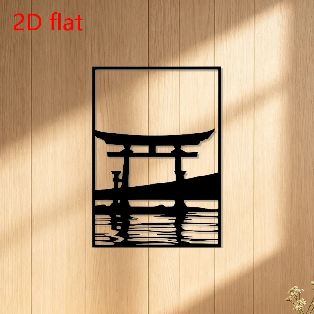 CIFBUY Metal Wall Art Japanese Torii Iron Hanging Decor 2D Sculpture Minimalist For Living Room Bedroom Home Indoor Outdoor