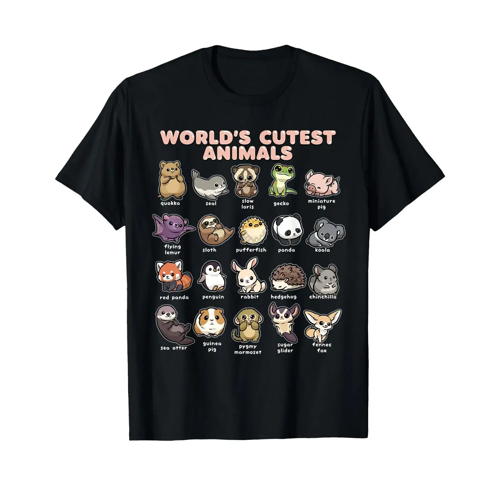 World's Cutest Animals Quokka Panda Penguin amp More T Shirt vintage Washed Unisex Breathable Soft graphic fashion