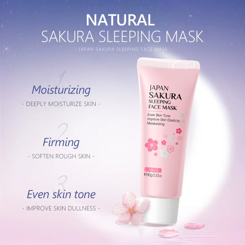 

LAIKOU Japan Sakura Sleeping Face Mask Deep Cleansing Remove Blackheads Oil-Control Mask Moisturizing Facial Skin Care Masks