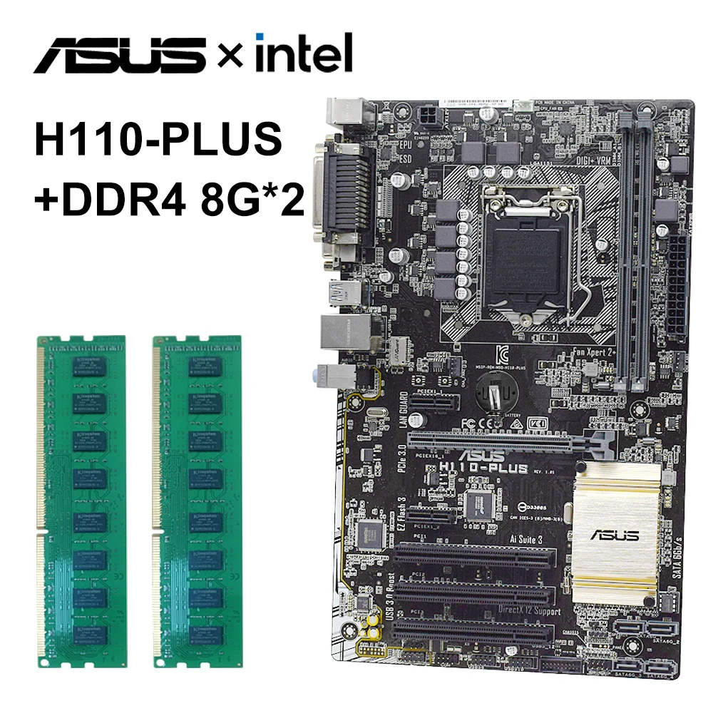 Imagem -04 - Kit Placa Mãe Intel H110 Pci-e 3.0 Usb 3.0 Sata Cpu Ddr4 Ram 8g x Lga 1151 Core i5 6500 Asus-h110-plus