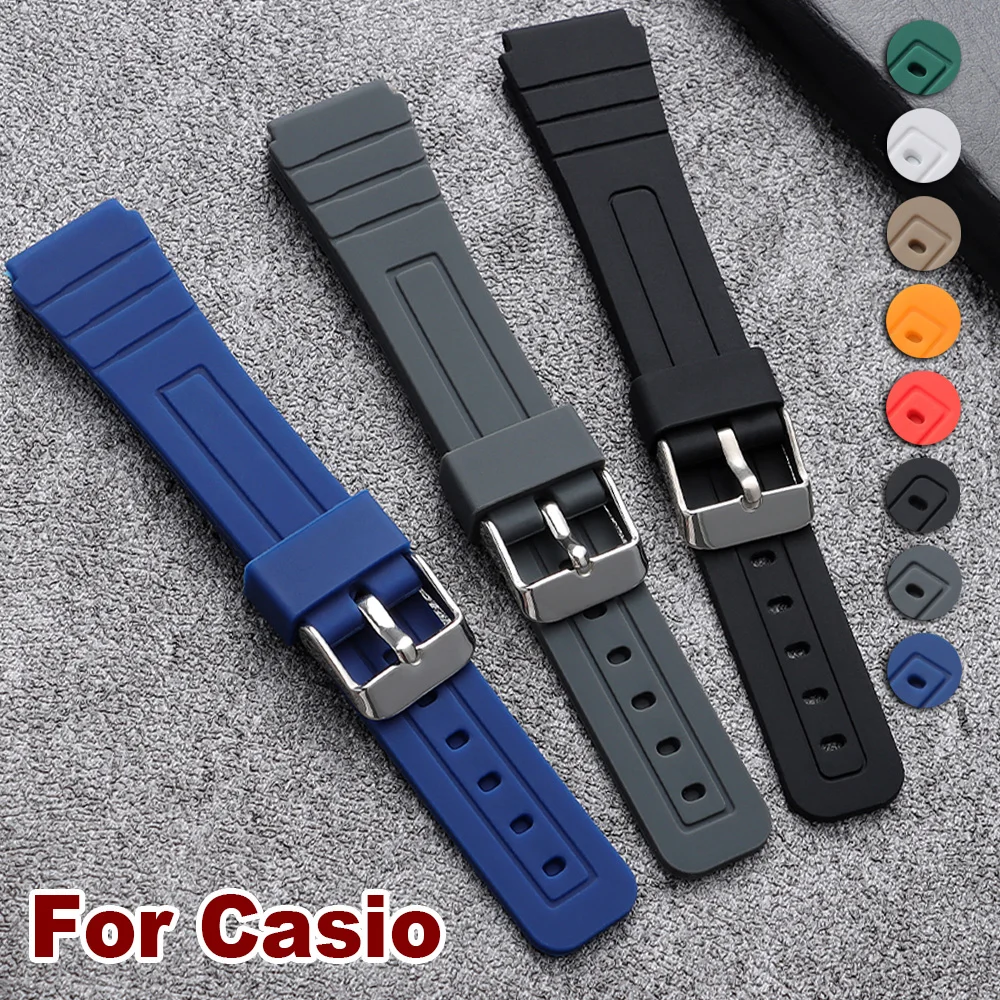 

Ремешок из силиконовой резины 18 мм для часов Casio F-91W, F-84, W-800H, SGW-400, F-105/108, A-158/159/168A, E-1200/1300 – мужской и женский браслет