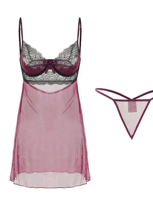 새로운 섹시한 푸시업 언더와이어 라이트 럭셔리 시어 메쉬 드레스 백리스 딥 V 서스펜더 민소매 투명 순수 욕망 Y8UH