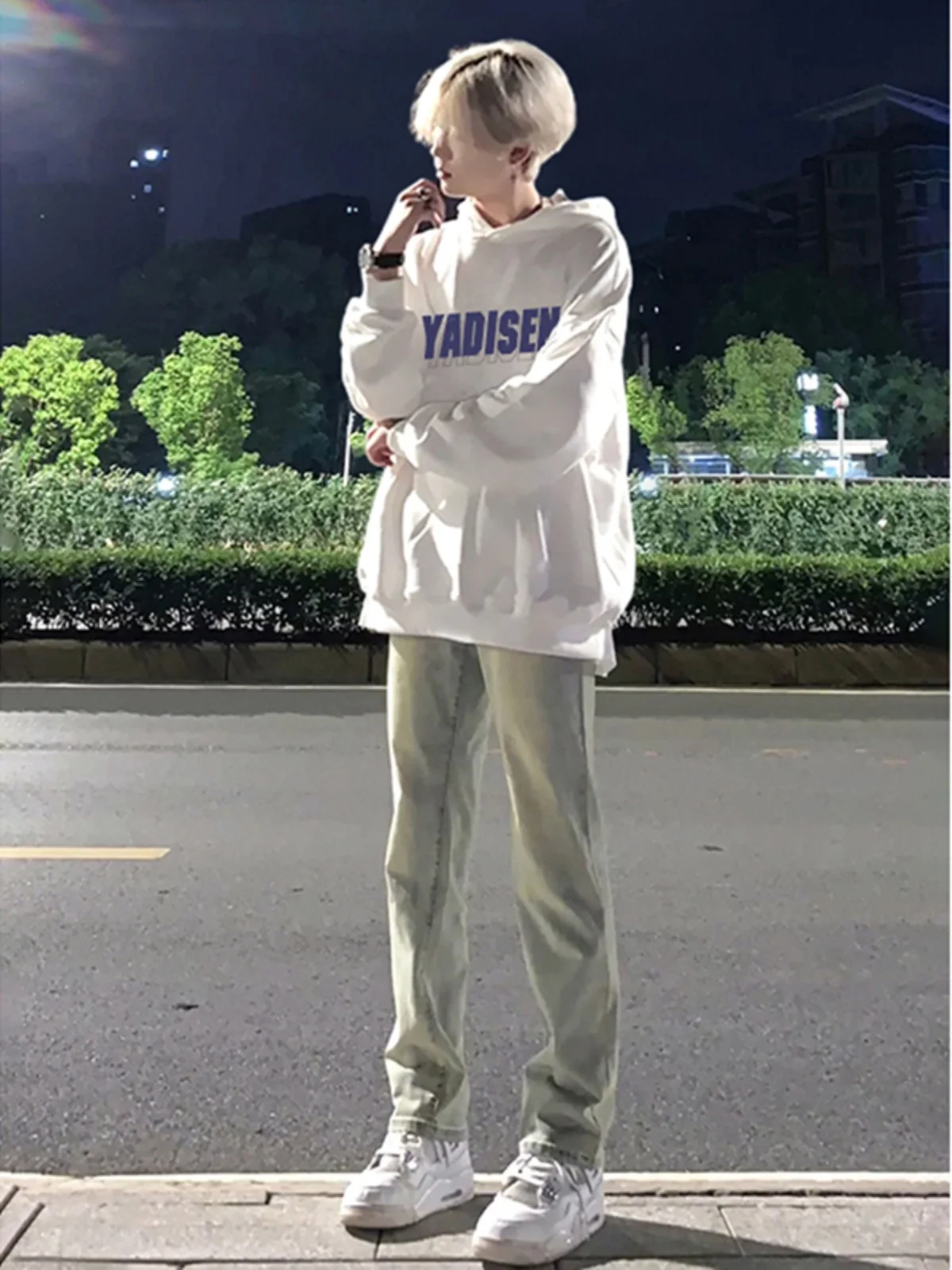 

American Vibe Cleanfit Waed Yellow Clay Straight Leg Jeans Youth Trendy Long Pants Low Waist Zipper Cotton Blend Denim