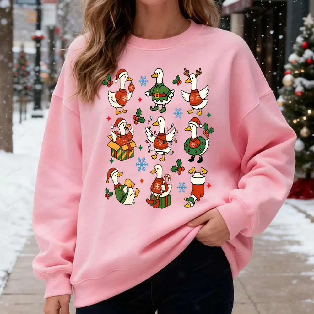 Goose Christmas Hoodie Just A Jolly Goose Sweatshirt Christmas Goose Duck Women Sweater Funny Christmas Holiday Sweatshirt