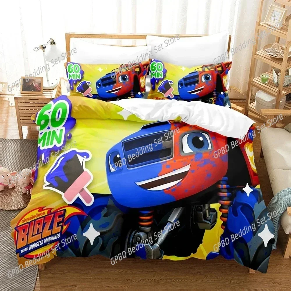 3D Print Blaze Cartoon Monster Machines Bedding Set Single Twin Double Queen King Cal King Size Bed Linen Set