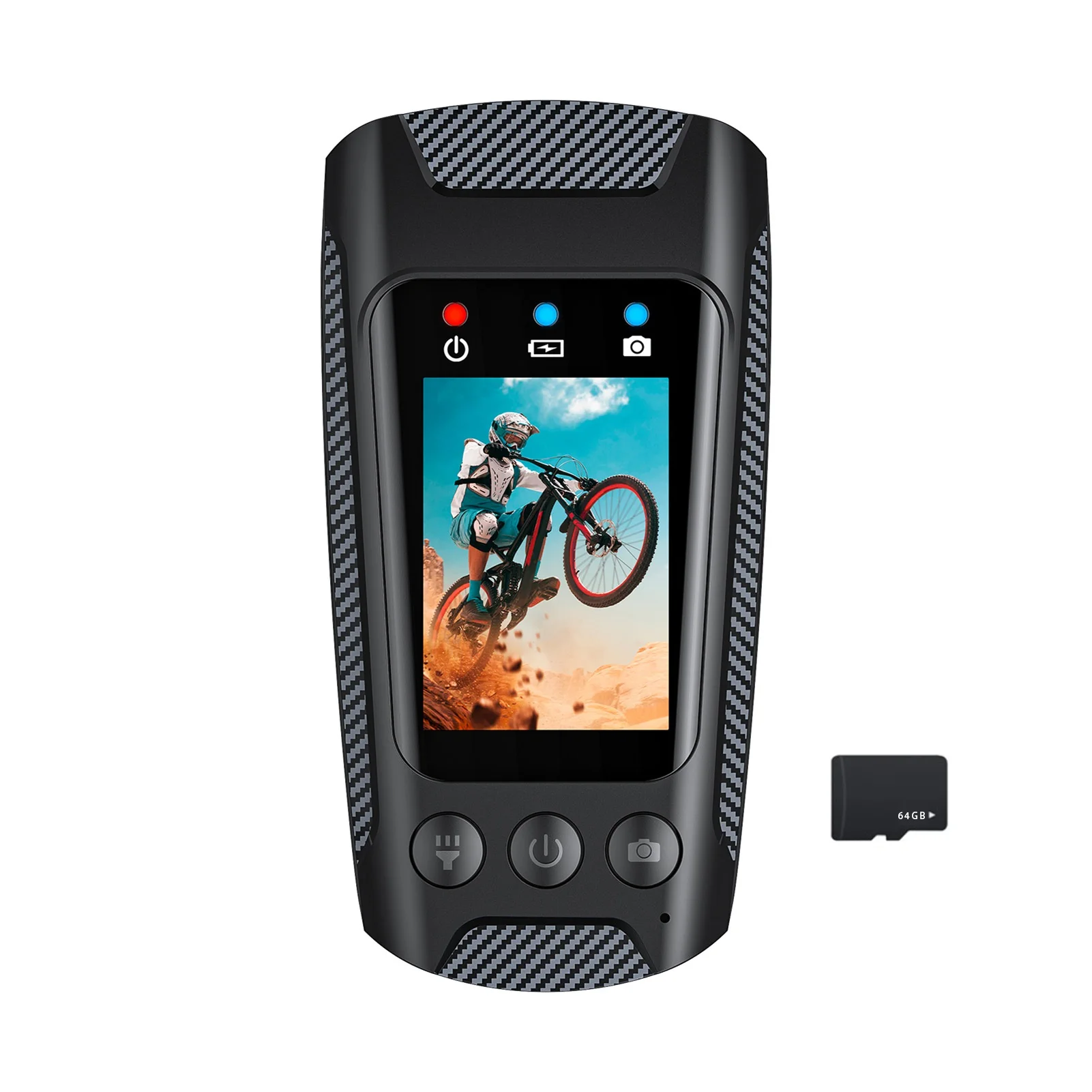 Câmera de ciclismo multifuncional 4K 60FPS à prova de chuva Tela IPS de 2,0 polegadas Conexão WiFi com lanterna LED Buzina de bicicleta DY