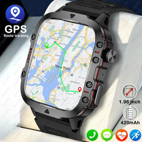 Reloj inteligente GPS militar resistente para hombre, pantalla AMOLED HD, frecuencia cardíaca, llamada Bluetooth, resistente al agua, para exteriores, Xiaomi, novedad de 2024