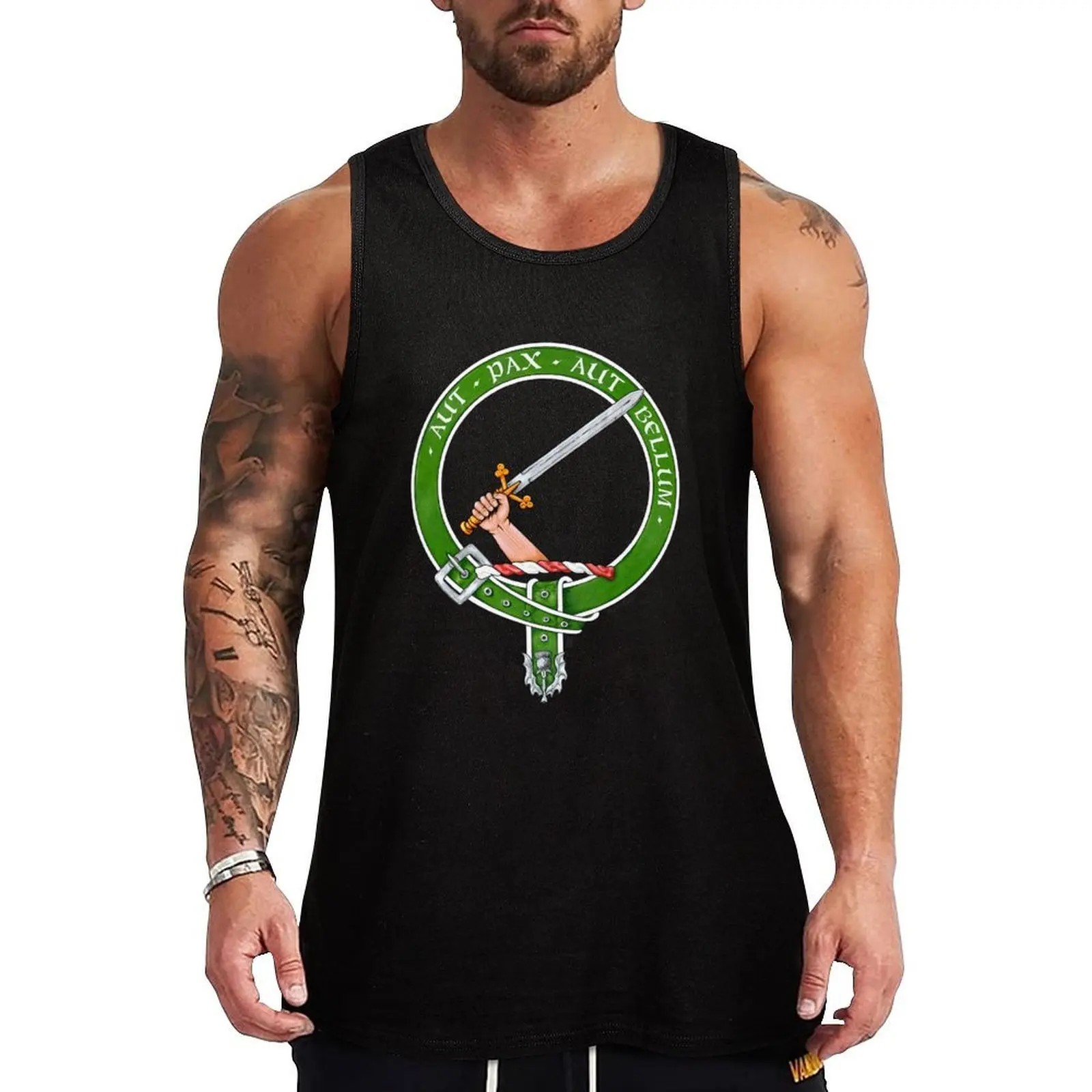 

Clan Gunn Scottish Crest Tank Top mens gym clothes running shirt underwear gym clothes for man