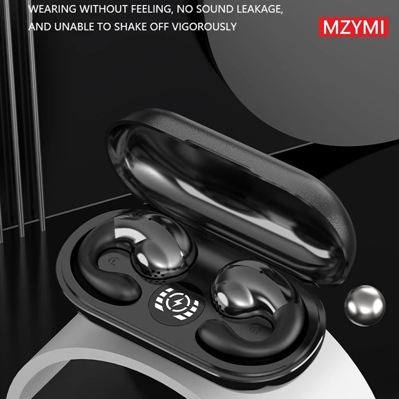 MZYMI Earclip Headphones Bluetooth Open Ear Earring Earphone Mini Wireless Earbuds Built-in Mic with EarHook For Workout Office