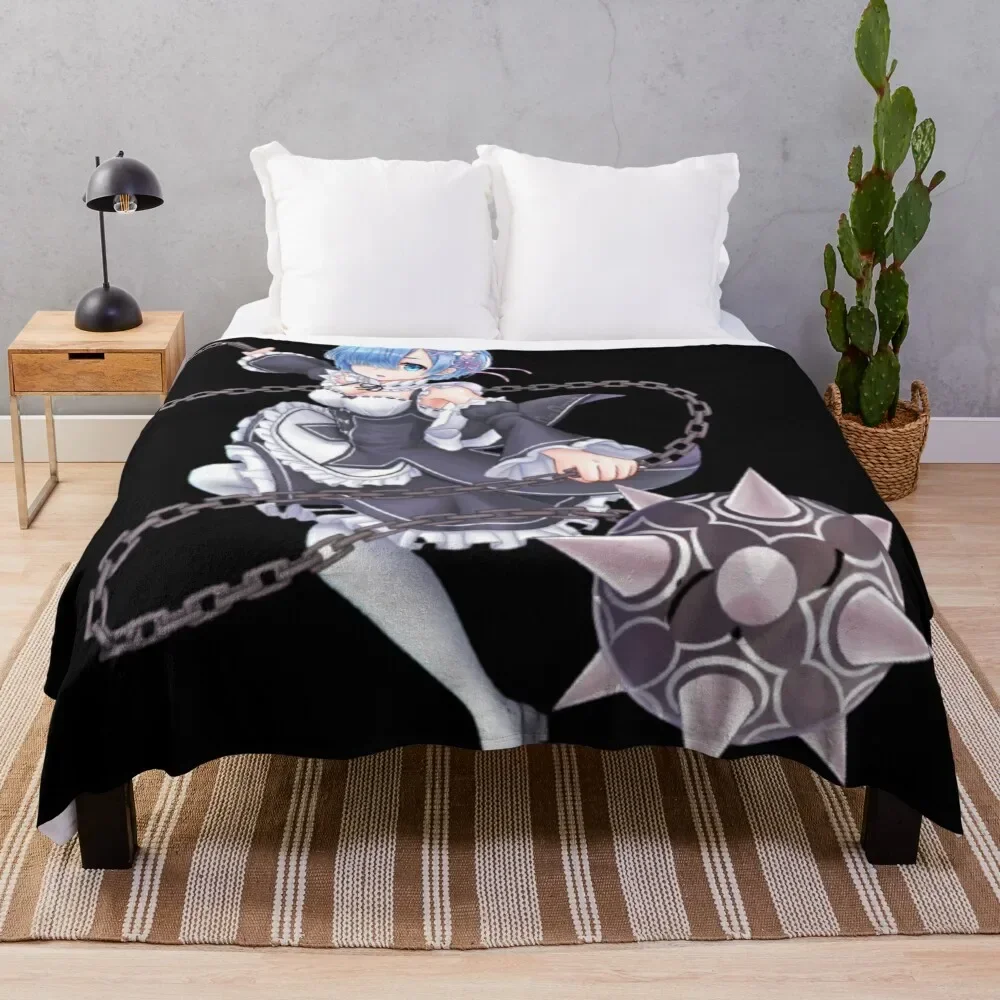 

Rem ( re zero ) Throw Blanket Plaid on the sofa Stuffeds Comforter Blankets