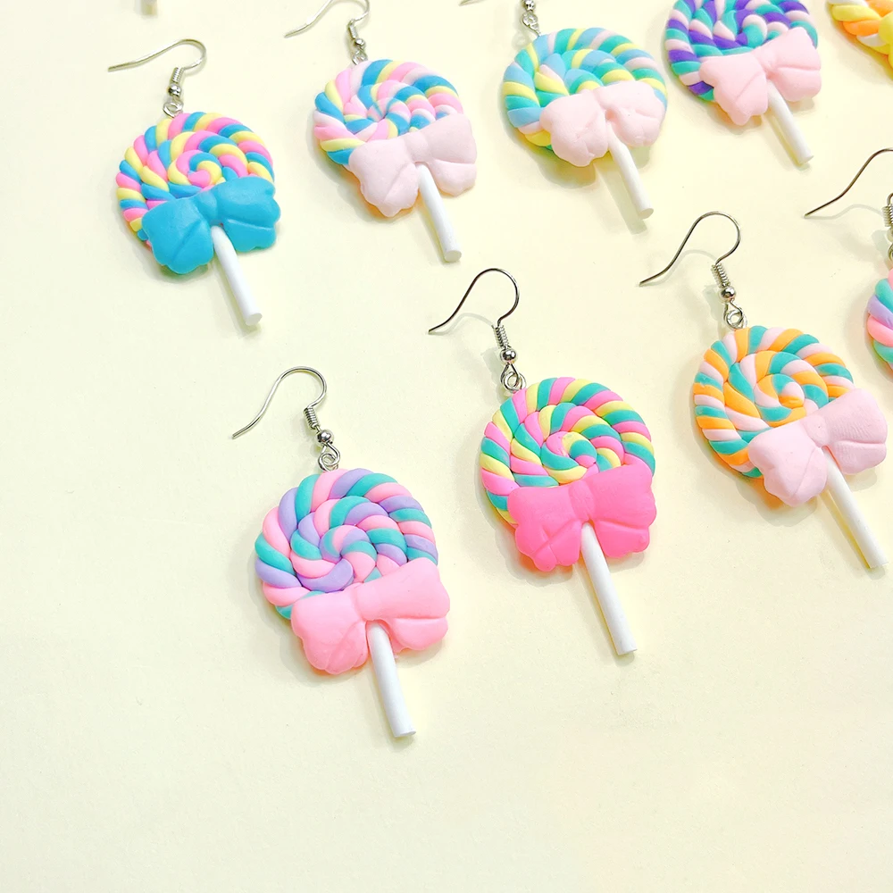 female Valentine's day gifts for girls cute Multicolor fairy temperament Geometry Polymer Clay Handmade Earring Imitation fashio