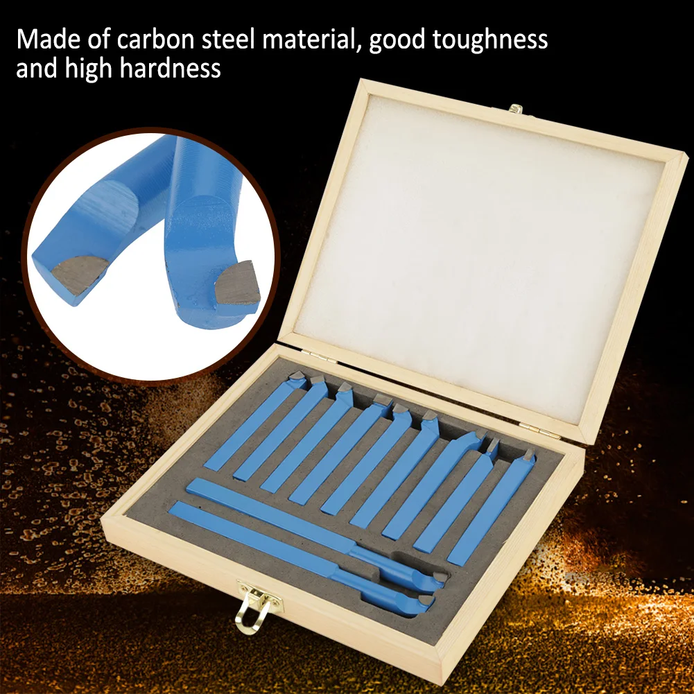 

Carbide Lathe Tool, 11Pcs 8*8mm Lathe Tools Carbide Tipped Welding Milling Cutting Turning Tool Set