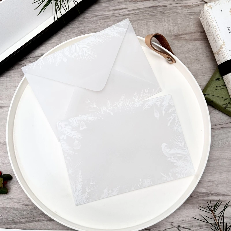 5pcs/lot Printing Translucent Sulfuric Acid Paper Envelope Sets Creative Designs Lace Wedding Invitation Envelopes 11cmX16cm