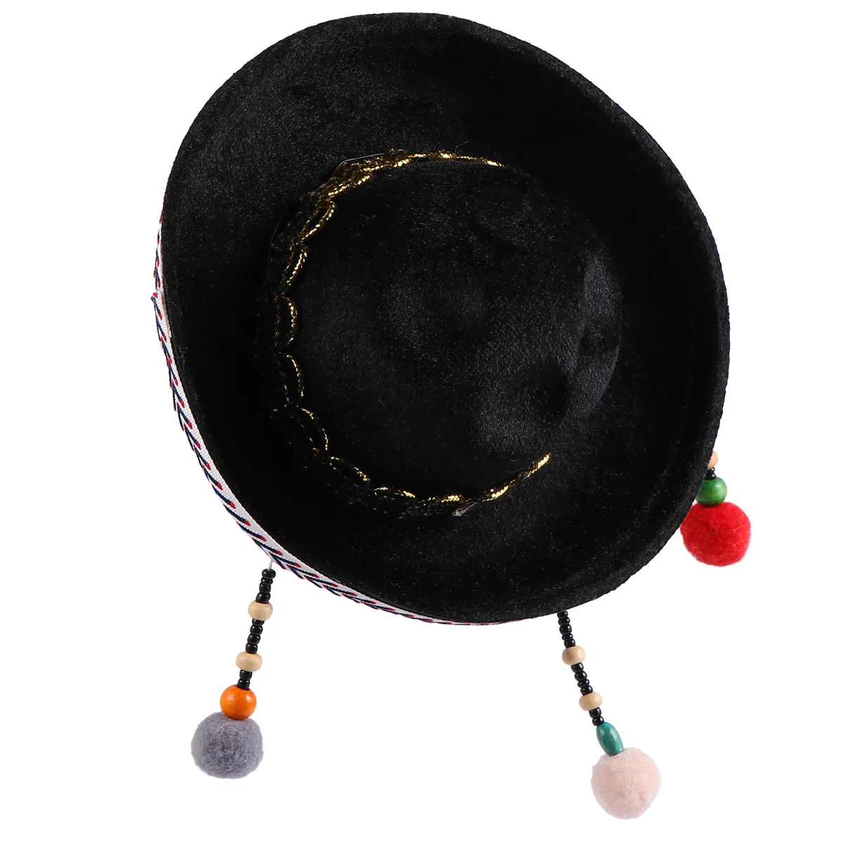 

1Pcs Party Decoration Small Hat Mexico Festival Accessory Lightweight Felt Material Fun Ball Trim for Men Women Use Long Time