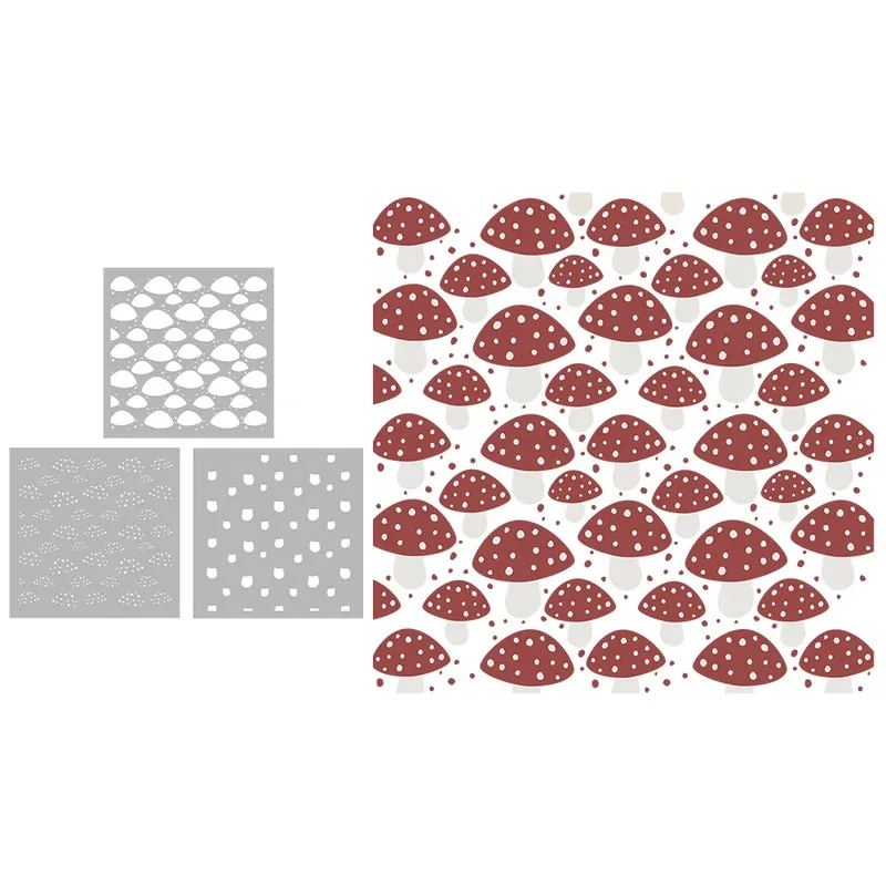 

3PCs Nature Mushrooms Plastic Stencils For Decor DIY Scrapbooking Supplies Stencil For Cards Albums Background