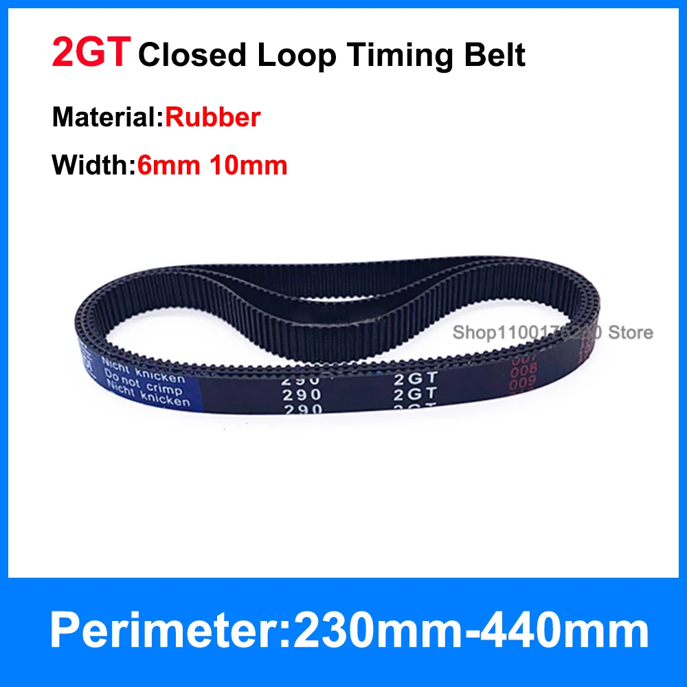 

2GT Belt Width 6mm 10mm Rubber Closed Loop Perimeter 230mm-440mm GT2 Timing Synchronous 3D Printer Accessory