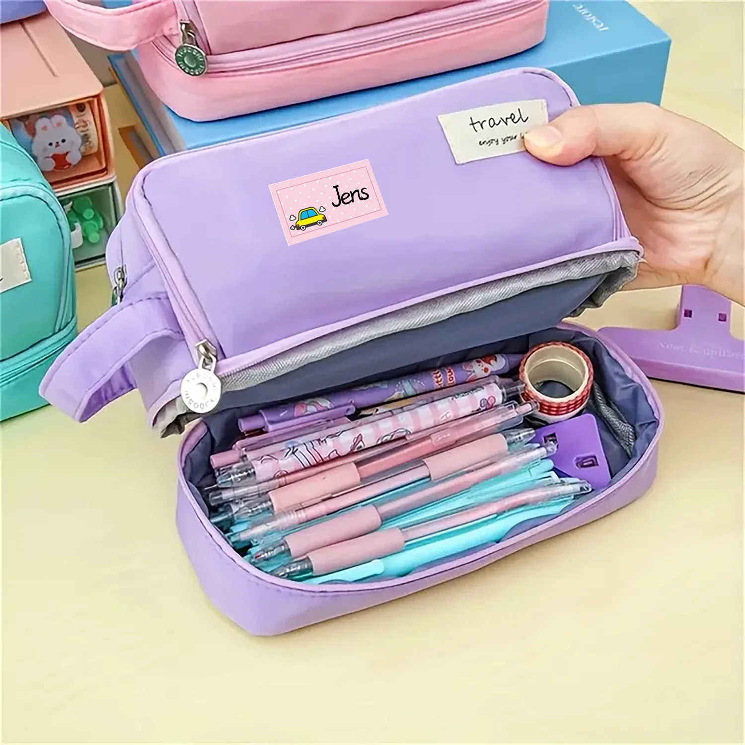 1Roll(120Pcs) Cartoon Name Tags Stickers 16 Designs Decals Kids Teacher Reward Labels School Supplies Various Gift Packaging