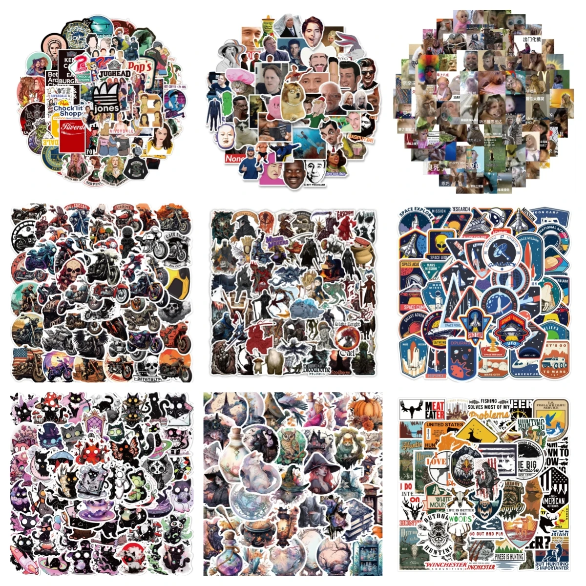 10/30/50PCS New Popular Cartoon Outdoor Hunting Sticker Pack Skateboard Guitar Decoration DIY Laptop PVC Kids Graffiti Wholesale