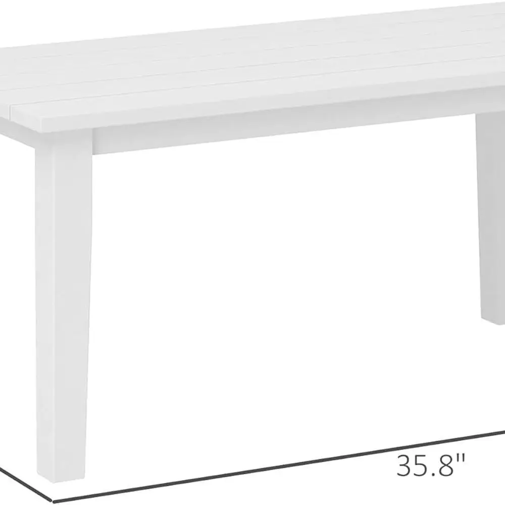 طاولة قهوة مستطيلة الشكل HDPE مقاومة للطقس مع سطح شرائحي للمساحات الخارجية باللون الأبيض